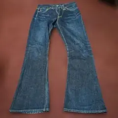 美落ちフラットヘッド3006w27革パッチ隠しリベットチェーンステッチ