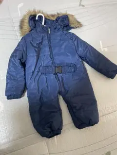 スノーウエア　ネイビー フード付き ベビー ジャンプスーツ
