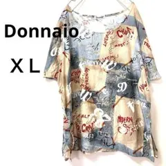 【1枚で主役級】Donnaio 総柄 英字プリント カットソー Tシャツ レトロ