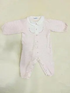 familiar 襟付き　ツーウェイオール　カバーオール　 ピンク　ボーダー