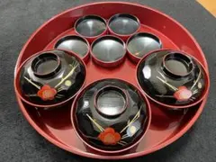 【新品未使用】高級御漆器　3客セット御汁椀+珍味入れセット