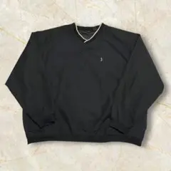 00s Vネックプルオーバー USメンズ 刺繍ロゴ ゴルフ ブラック XXL