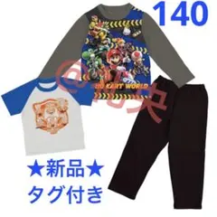 新品 光る！2TOPSパジャマ マリオ 140 半袖 長袖 ロンT 光るパジャマ