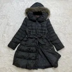 【美品】バルマン　ダウンコート　ブラック　ベルト付　M