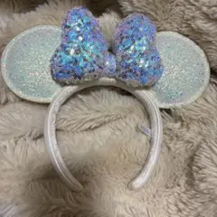 【最終値下げ】ディズニー　ミッキー カチューシャ　スパンコール　ホワイト