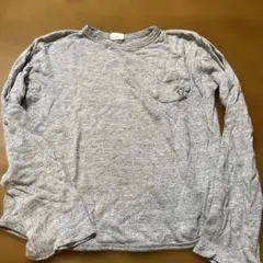 ビール刺繍付きグレー長袖カットソー