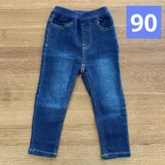 プティマイン オーガニックコットン デニムスキニーパンツ 90 細身