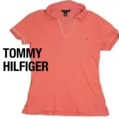 トミーヒルフィガー ポロシャツ スキッパーカラー コーラルピンク S