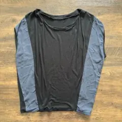 JEANASiS 半袖トップス 異素材カットソー F 黒紺 ジーナシス 細見え