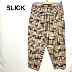 SLICKチノパン 腰紐 ポケット スナップボタン ファスナー チェック柄