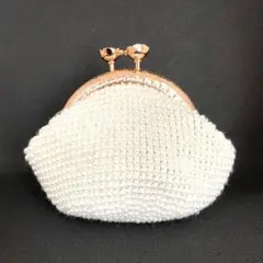 ビーズがま口　ホワイト