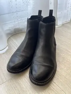 ブラック サイドゴアブーツ レザー