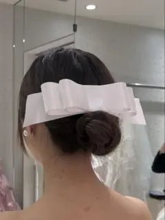 【即日発送】サテンリボンボンネ 白