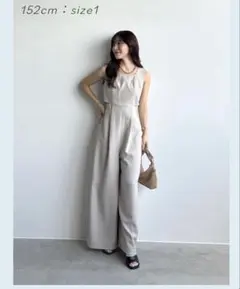 ☆LILLIAN CARAT☆サイドカットロンパース オールインワン ベージュ 