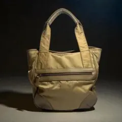 人気 ウンガロ ナイロン レザー トートバッグ ハンドバッグ 鞄 ベージュ 系