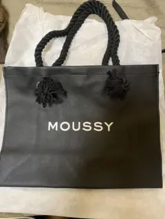 新品！moussy マウジーブラックロゴ入りトートバッグ　ロープハンドルのサムネイル