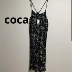 新品タグ付き coca 花柄 オールインワン　リボン　黒　紐調整　ストレッチのサムネイル