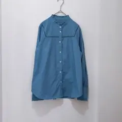 OPAQUE.CLIP／ネック・袖フリルフ ブラウス／ブルー／38Ｍ