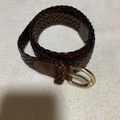 編み込み柄ベルト ブラウン
