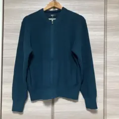 ユニクロ UNIQLO : C クルーネックフルジップカーディガン グリーン