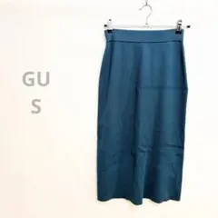 【1回使用美品】GU ジーユー ニットスカート リブスカート グリーン S