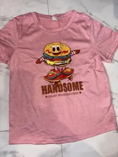 ハンバーガー スケートボード プリント Tシャツ ピンクのサムネイル