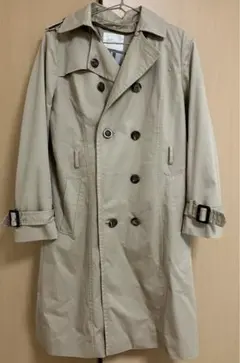 ベージュ ダブルブレスト 春秋トレンチコート　M