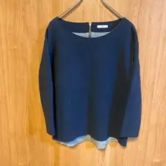 【IENA 】イエナ カットソー ボートネック コットン　ネイビー　フリーサイズ