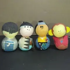 手づくり民芸　和紙人形　起き上がりこぼし　新選組　侍　猿◆4点◆日本製