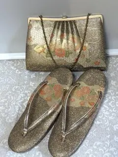 23.5㎝　草履バッグセット　　一度使用　美品　シックなゴールド　留袖　訪問着に