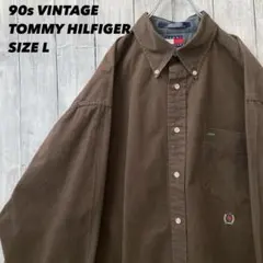 k*y様 90sヴィンテージ古着トミーヒルフィガー　長袖ツイルBDシャツ　サイズ