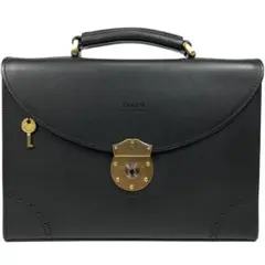 タケオキクチ ミニビジネスバッグ 黒 オールレザー ロゴ セカンドバッグ 鍵付き