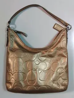 ■COACH:ゴールド レザーショルダーバッグ■美品！