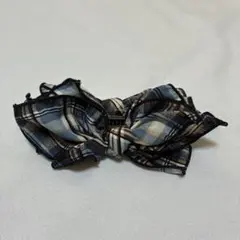 チェック柄 リボン バレッタ ヘアクリップ