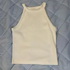 GU リブ編み ホワイト タンクトップ