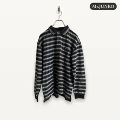 zC1549【L】Mr.JUNKO ポロシャツ 長袖 ボーダー柄 コットン 春夏のサムネイル