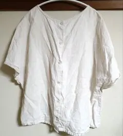 studioCLIP 前後着リネンブラウス　ベージュ