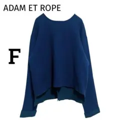 アダムエロペ バイカラー ウール ニット プルオーバー クルーネック 長袖 配色