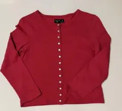 赤　コットン　長袖カーディガン サイズ2
