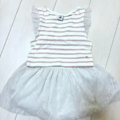 プチバトー　95センチ　3歳　セットアップ　ワンピース　チュール　ボーダー　半袖