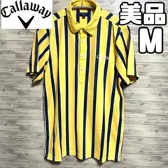 美品 キャロウェイ ポロシャツ 半袖 ストライプ 速乾 ゴルフウェア