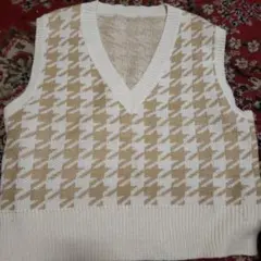 SHEIN ベージュ ホワイト ニットベスト M