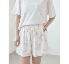 ジェラートピケ　リボン柄　ショートパンツ　ピンク