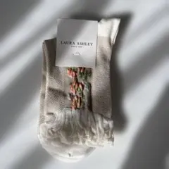 LAURA ASHLEY ソックス 靴下 花柄刺繍 フリル　22〜24cm