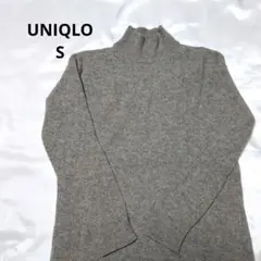 ユニクロ タートルネック セーター ニット厚手 グレー ウール100%