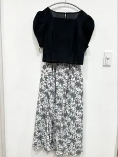 【コーデセット】earthデニムパフスリーブトップス × 花柄スカート