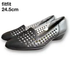 【美品】fitfit フィットフィット 黒 パンプス ウェッジソール 24.5のサムネイル