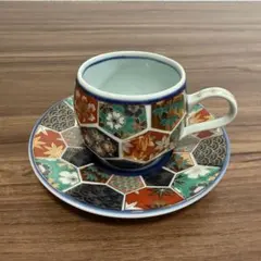 【希少】有田焼 林九郎 古伊万里 金彩 亀甲 吉祥文様 カップ＆ソーサー 陶器