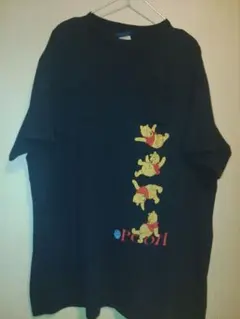 90s超希少JERRY LEIGHプーさんTシャツ ポケット付ネイビーXL相当
