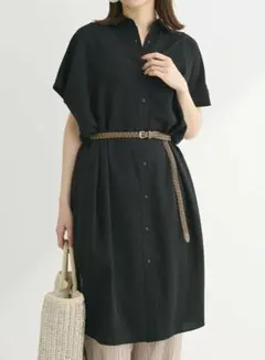 chocol raffine robe 合皮ベルト+ミディシャツワンピース